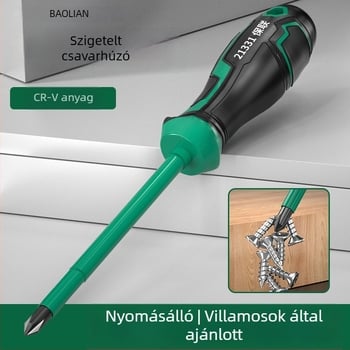 Izolált csavarhúzó keresztes és lapos fejjel, erős mágnessel, háztartási elektromos javításokra