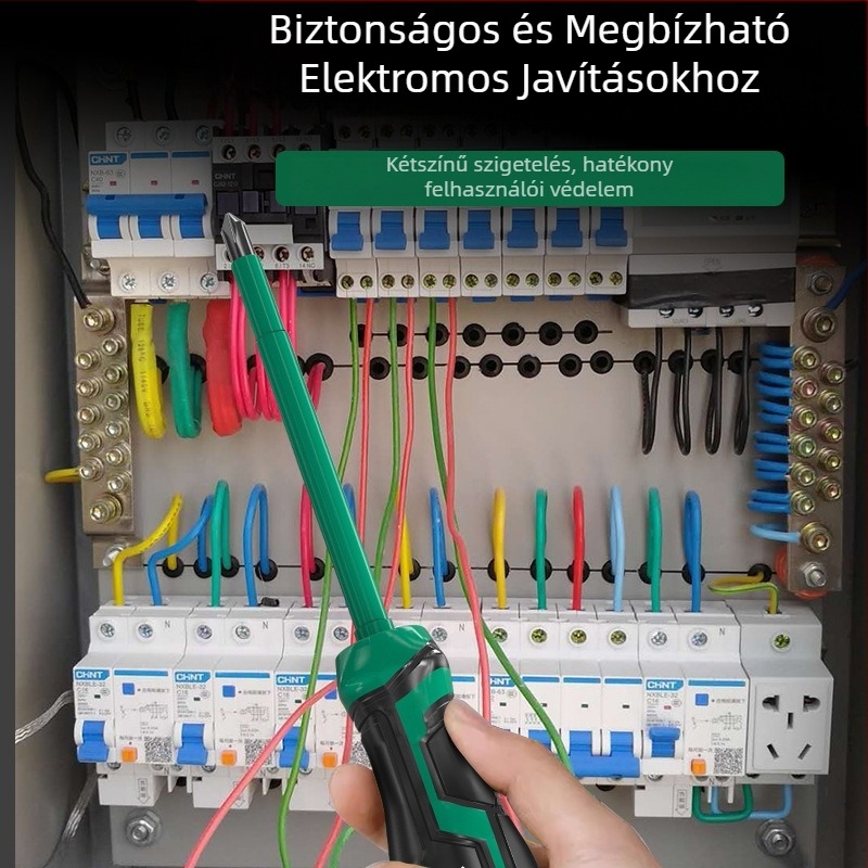 Izolált csavarhúzó keresztes és lapos fejjel, erős mágnessel, háztartási elektromos javításokra