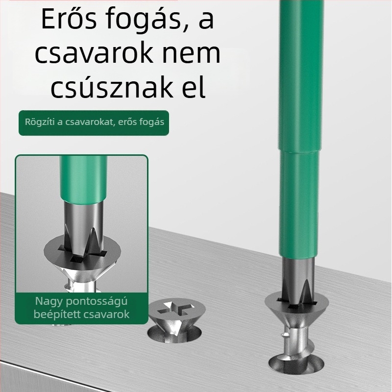 Izolált csavarhúzó keresztes és lapos fejjel, erős mágnessel, háztartási elektromos javításokra