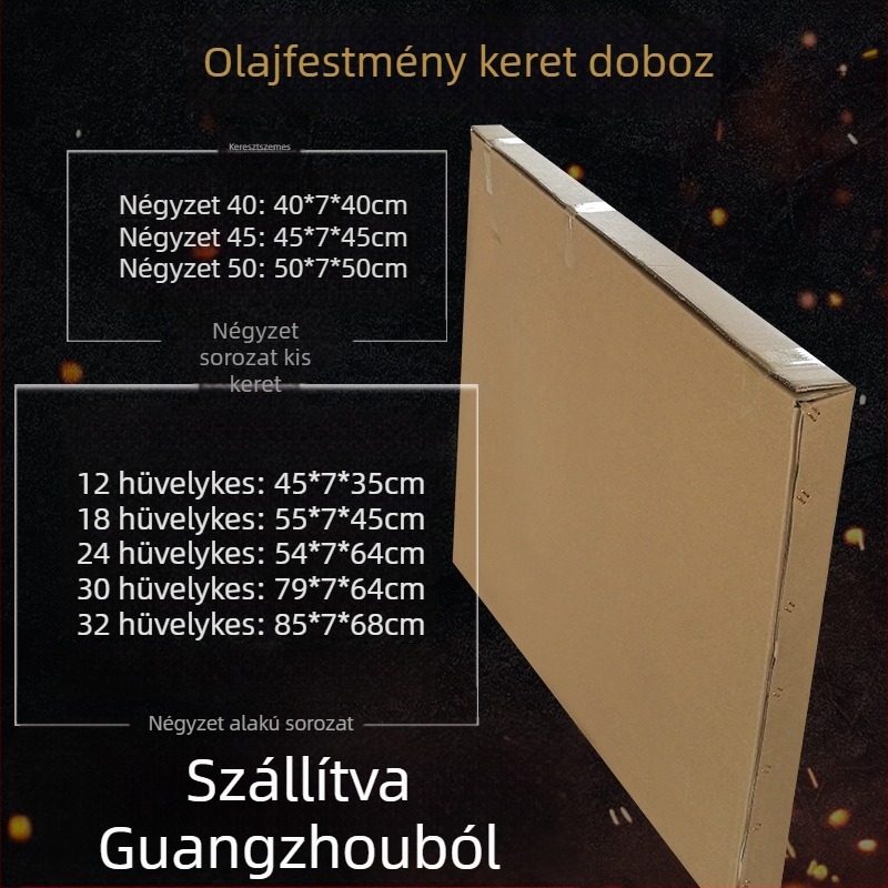 Téglalap alakú sík kartondoboz keretezett olajfestményekhez habvédő sarkokkal