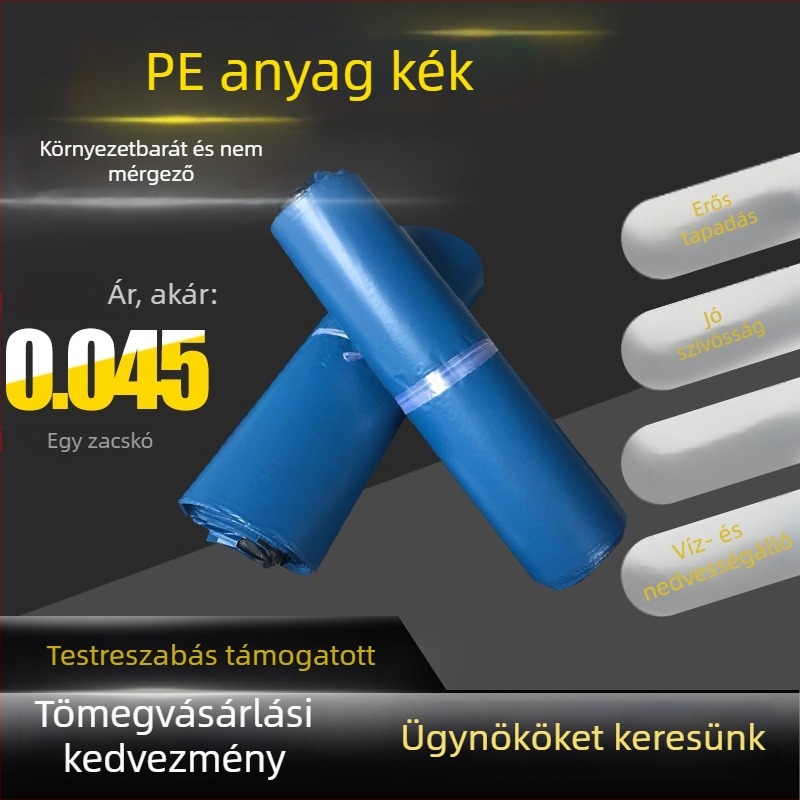 Kék PE öntapadós csomagoló tasak ruházathoz, vastagított, vízálló expressz küldeményhez az e-kereskedelemben