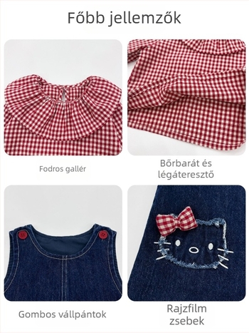 Lányok tavaszi szettje: ing és denim miniszoknya