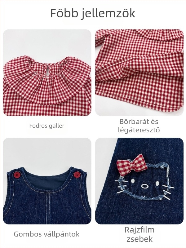 Lányok tavaszi szettje: ing és denim miniszoknya