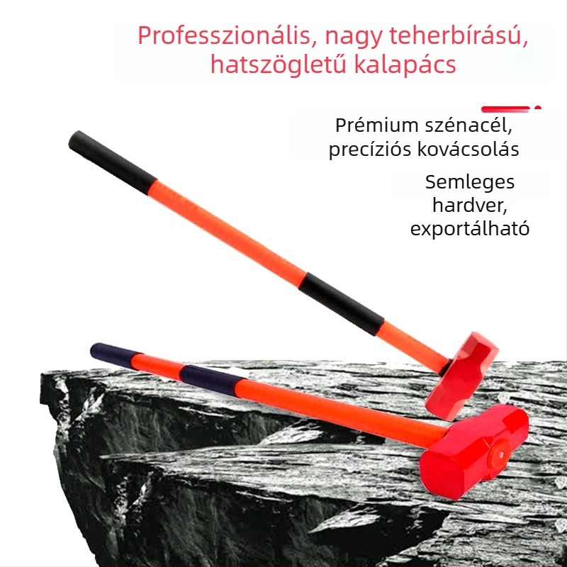 Nagy teherbírású nyolcszögletű kalapács fiber-plasztiknyéllel, ütésálló fej, építéshez és autókarbantartáshoz