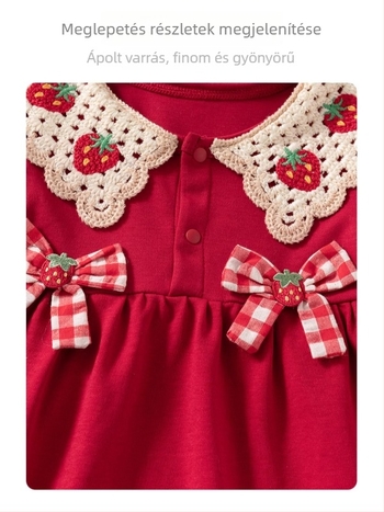 Lányok nyári ruhája pamutból, hercegnő-stílusú, masnival és babydoll gallérral (2025)