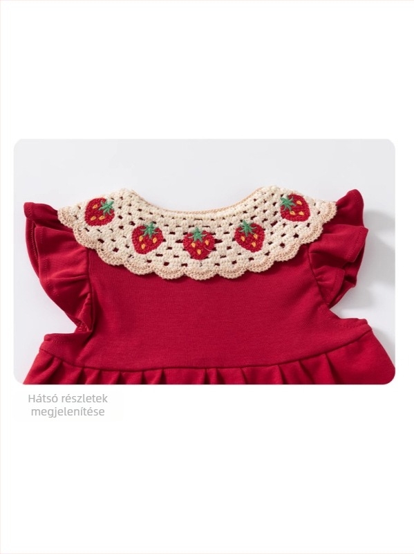 Lányok nyári ruhája pamutból, hercegnő-stílusú, masnival és babydoll gallérral (2025)