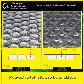 Chuangxin Átlátszó, megerősített buborékfóliás táska, LDPE, téglalap alakú, szállítási csomagoláshoz