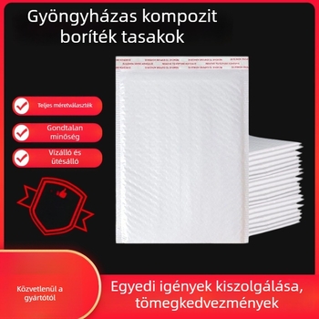 Fehér gyöngyházfényű buborékos taska kompakt filmből, önzáró, vízálló és ütésálló csomagoláshoz