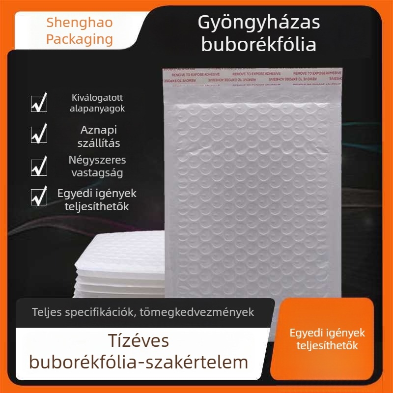 Személyre szabott gyöngyházfényű kompozit buborékfóliás zacskók, vastagabb öntapadós ruhazsákok, habos csomagolás és buborékos borítékok
