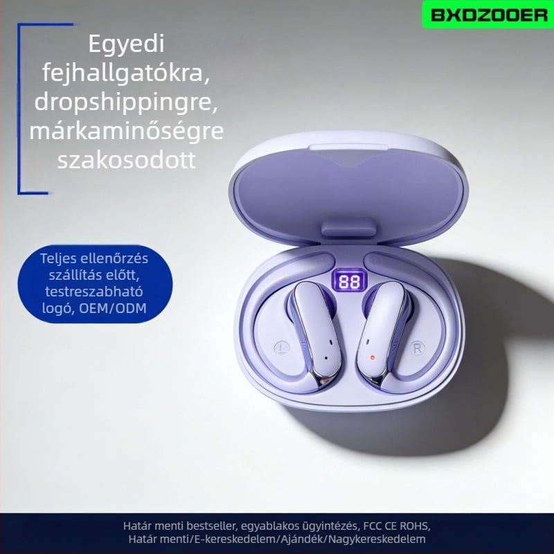 OWS vezeték nélküli fülhurogos fejhallgató, nyitott fül dizájn csontvezetéses technológiával, Bluetooth, hosszú üzemidő sporthoz