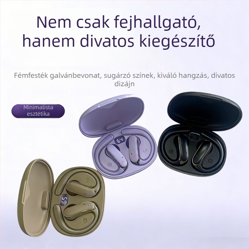 OWS vezeték nélküli fülhurogos fejhallgató, nyitott fül dizájn csontvezetéses technológiával, Bluetooth, hosszú üzemidő sporthoz