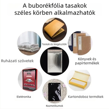 Alumíniumfilmes buborékos tasak, vastagított, öntapadós, vízálló és ütésálló ruházati csomagoláshoz