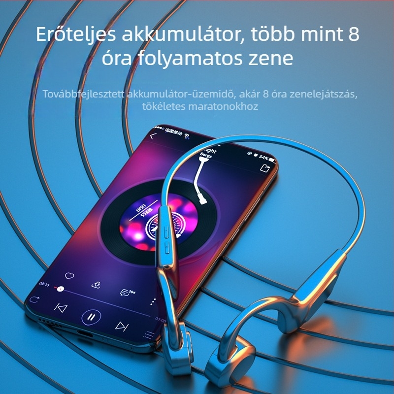 VG06 Bluetooth fejhallgató csontvezetéses technológiával, fülhorgos kialakítással, kártyahely és digitális kijelző