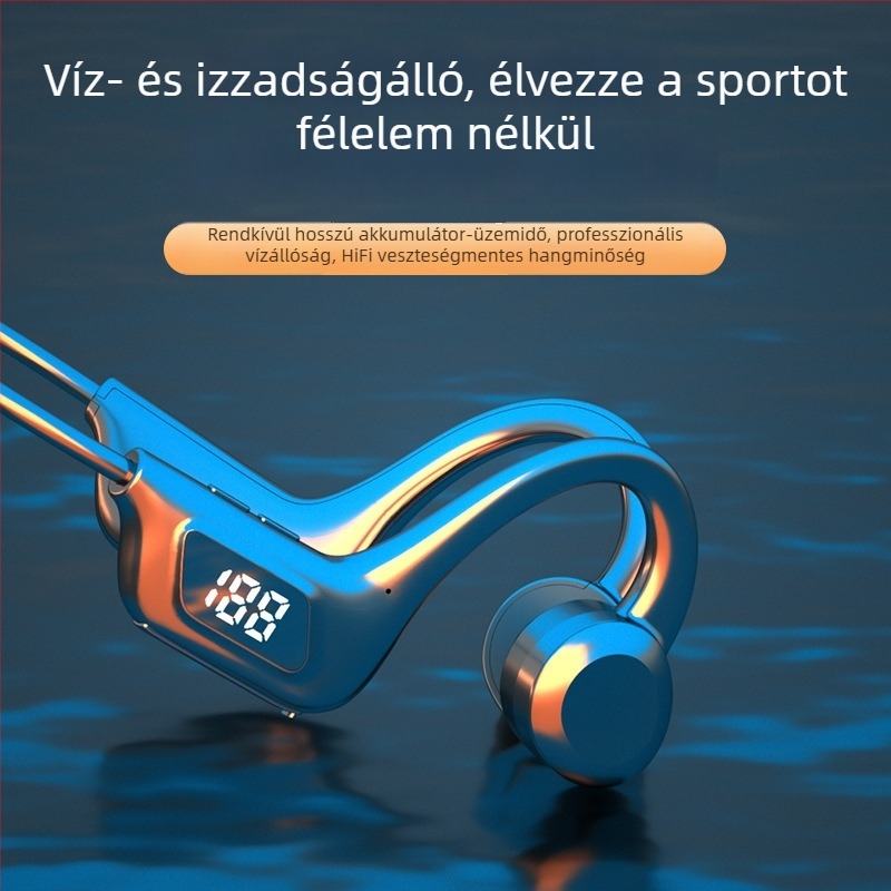 VG06 Bluetooth fejhallgató csontvezetéses technológiával, fülhorgos kialakítással, kártyahely és digitális kijelző