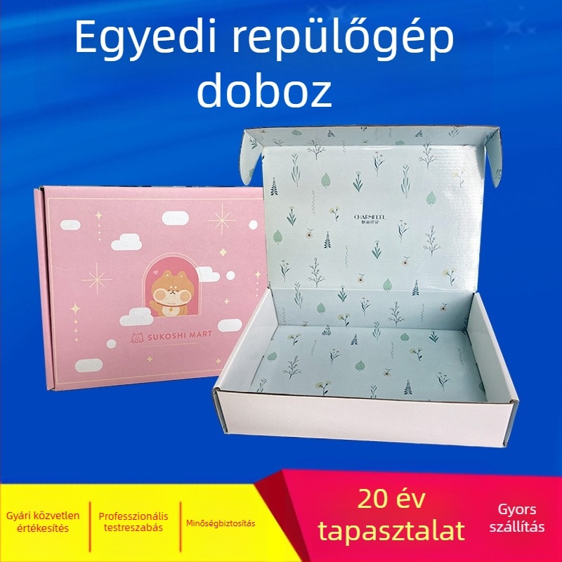 Színes repülőgép alakú kartondoboz ruhák csomagolásához, négy színű nyomtatással