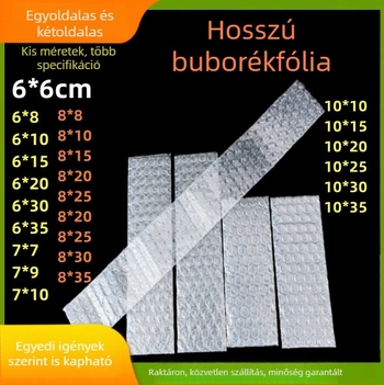 Kis méretű buborékos tasakok csomagoláshoz, hosszú vízálló buborékfólia csomagoló szalagok, ütésálló csomagoló fólia