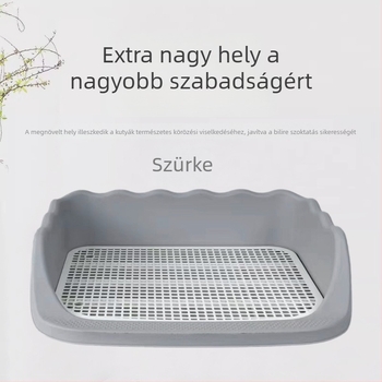 Félig zárt kutyatál, kis testű fajták számára, vizelet-tálca és almotálca, cseppmentes kialakítás