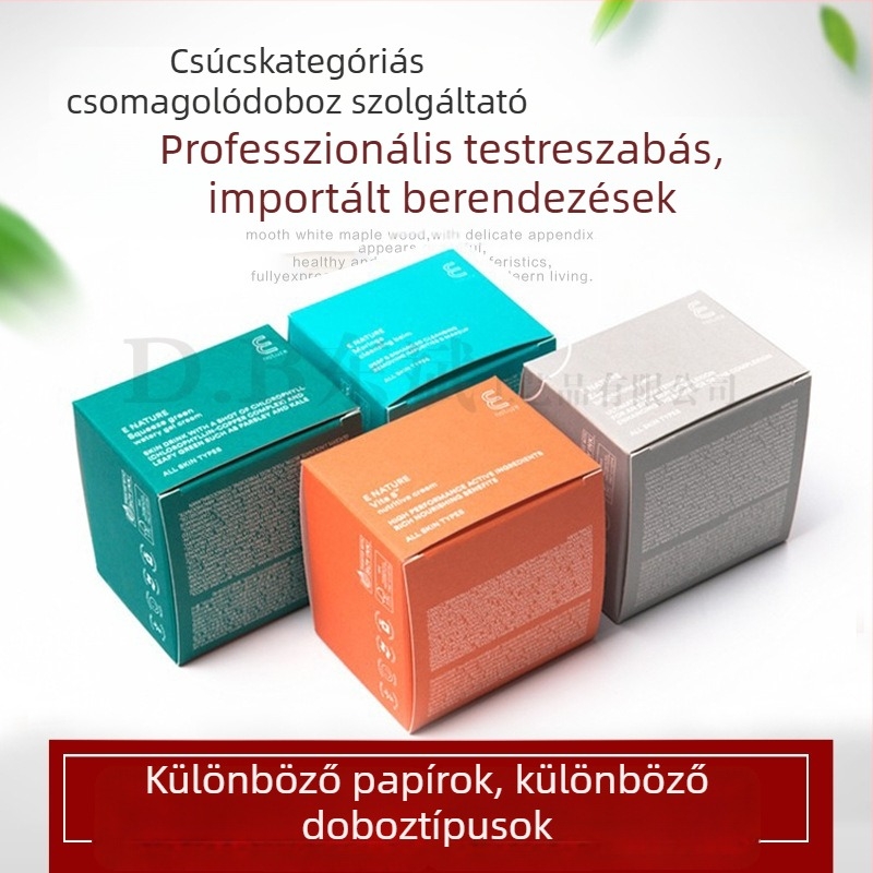 Színes nyomtatású kraft papírból készült doboz, összecsukható kartonból kozmetikumok, maszkok és élelmiszer csomagolásokhoz