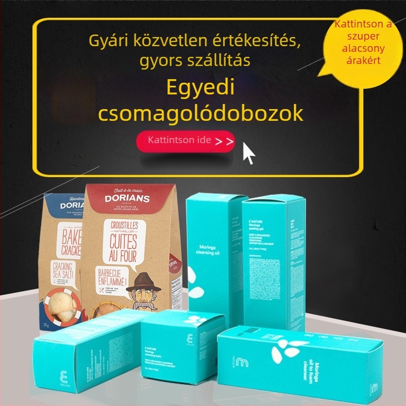 Színes nyomtatású kraft papírból készült doboz, összecsukható kartonból kozmetikumok, maszkok és élelmiszer csomagolásokhoz