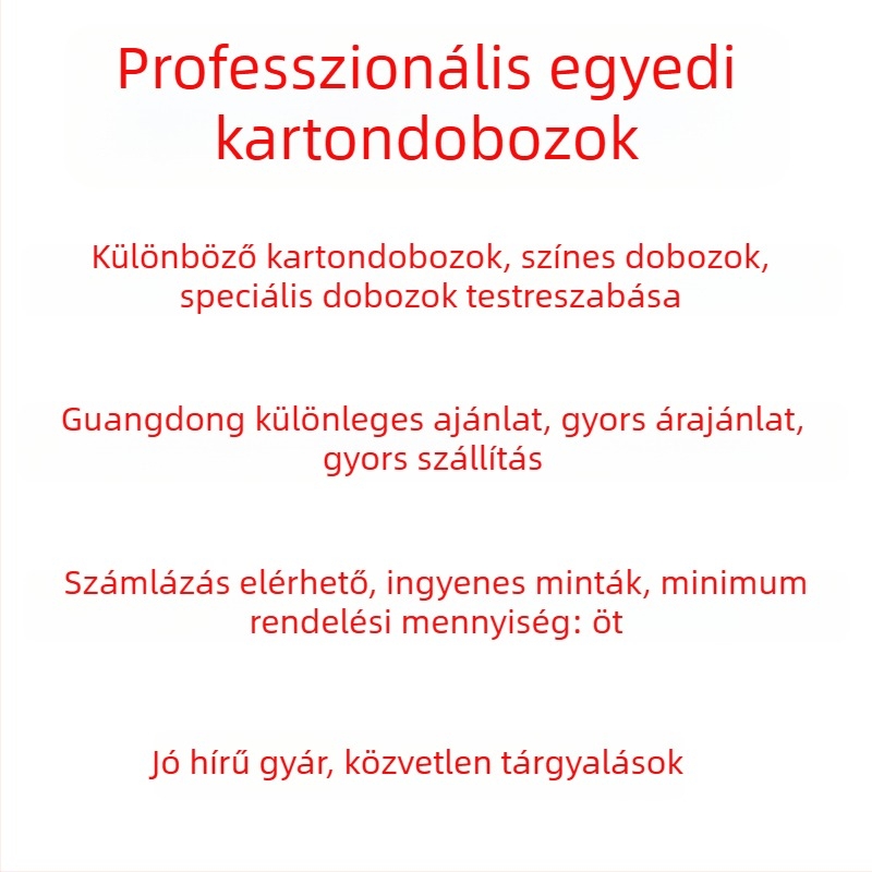 Hosszú, testreszabható hajtogatott kartondoboz poharakhoz és esernyőkhoz