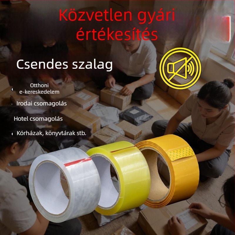 Csendes, átlátszó irodai tömítőszalag csomagoláshoz