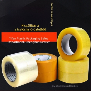 Átlátszó csomagoló tape, 100 m hosszú, 5 cm széles, 0,045 mm vastagságú, erős tapadással