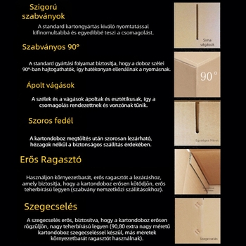 Személyre szabható hullámkarton csomagoló doboz, összecsukható, kraft természetes szín, 250 gsm, kivágással