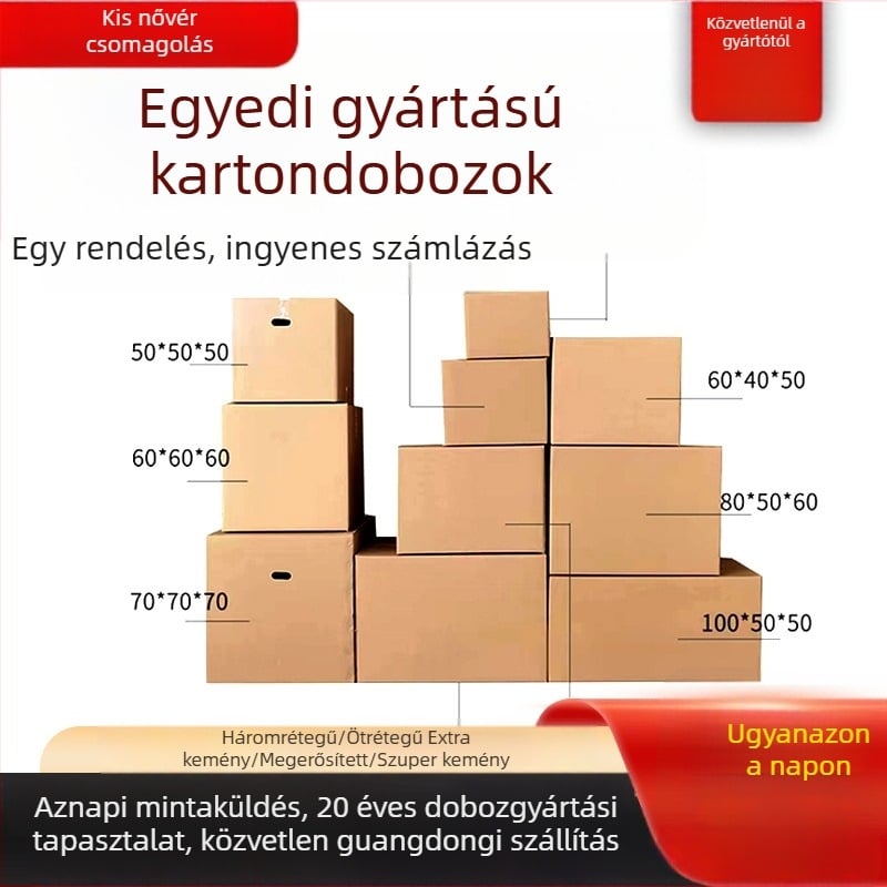 Személyre szabható hullámkarton csomagoló doboz, összecsukható, kraft természetes szín, 250 gsm, kivágással