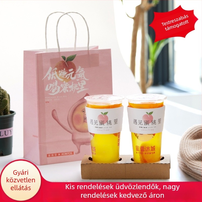 Kraft papírzacskó tej-teához – catering és elvitelre szánt csomagolás logóval nyomtatva