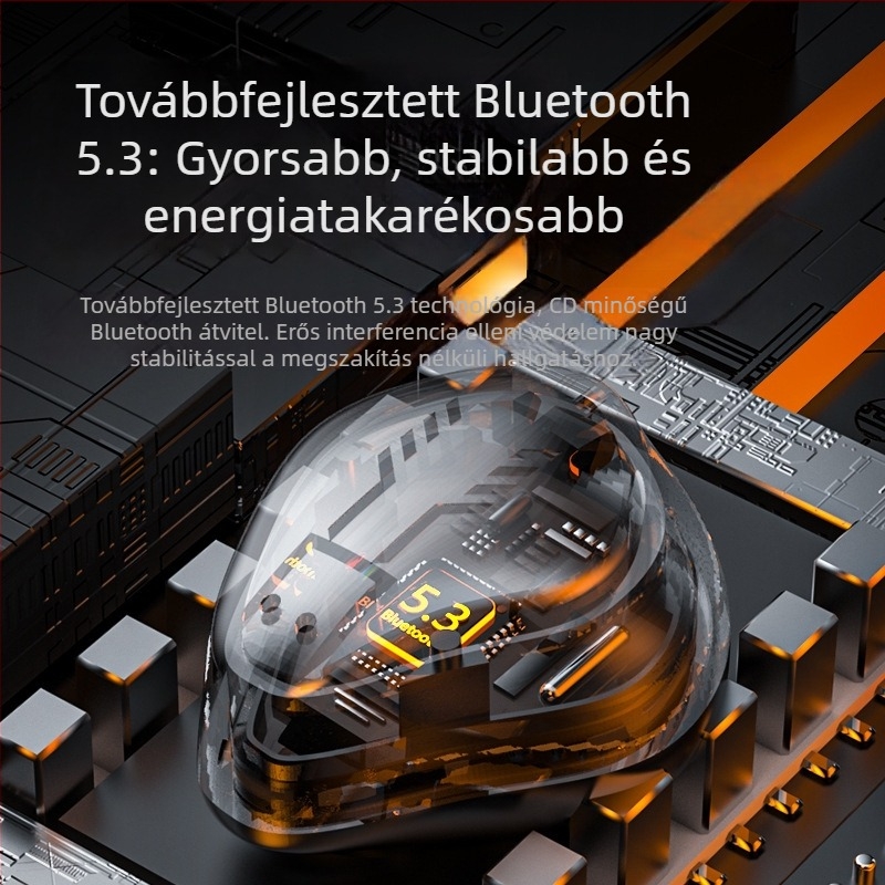 H9 Bluetooth fülhallgató, TWS5.3, kétoldalas, digitális kijelző, zajcsökkentés, mecha zenei stílus, két mód e-sportokhoz