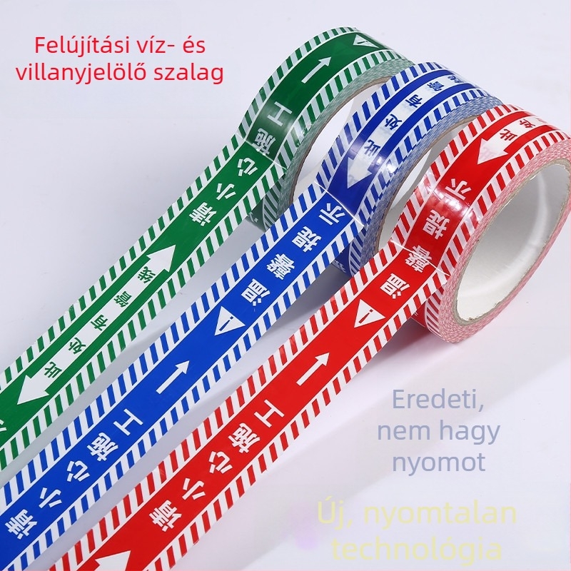 Építkezési helyszín víz- és villamos azonosító szalag – színes, vastagított figyelmeztető szalag csövekhez és vezetékekhez