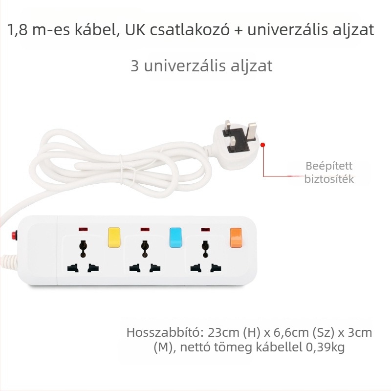 Brit szabvány szerinti 13A túlfeszültségvédett hosszabbító USB-töltéssel