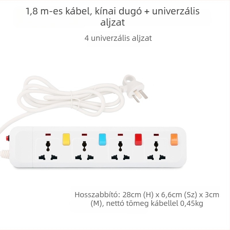 Brit szabvány szerinti 13A túlfeszültségvédett hosszabbító USB-töltéssel
