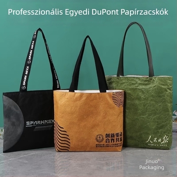 Dupont kraft papírzsák személyre szabott logóval, mosható, környezetbarát bevásárló táska, retro kulturális kreatív dizájn