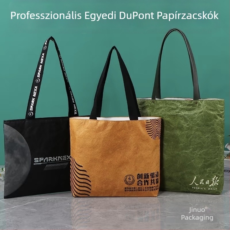 Dupont kraft papírzsák személyre szabott logóval, mosható, környezetbarát bevásárló táska, retro kulturális kreatív dizájn
