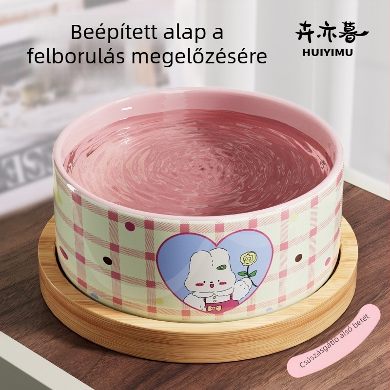 Macska víz tál, kerámia, nagy kapacitású, széles nyílású, fröccsenésmentes, háziállatok számára (macska és kutya)