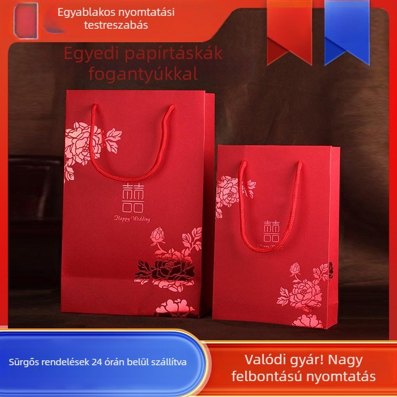 Személyre szabott papír ajándék táskák, kiváló minőségű hordozható ajándék dobozok, Kraft papír, fehér karton, aranyfólia