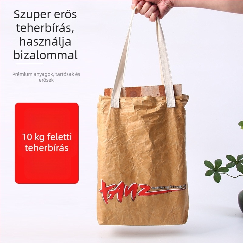 DuPont papírtáska, vintage mosott kraftpapír, testre szabható logó