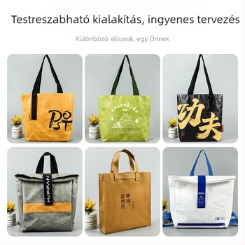 DuPont papírtáska egyedi logóval - szakadásálló és mosható kraftpapírból, vállon hordható, nagy kapacitású, egyedi gyártás