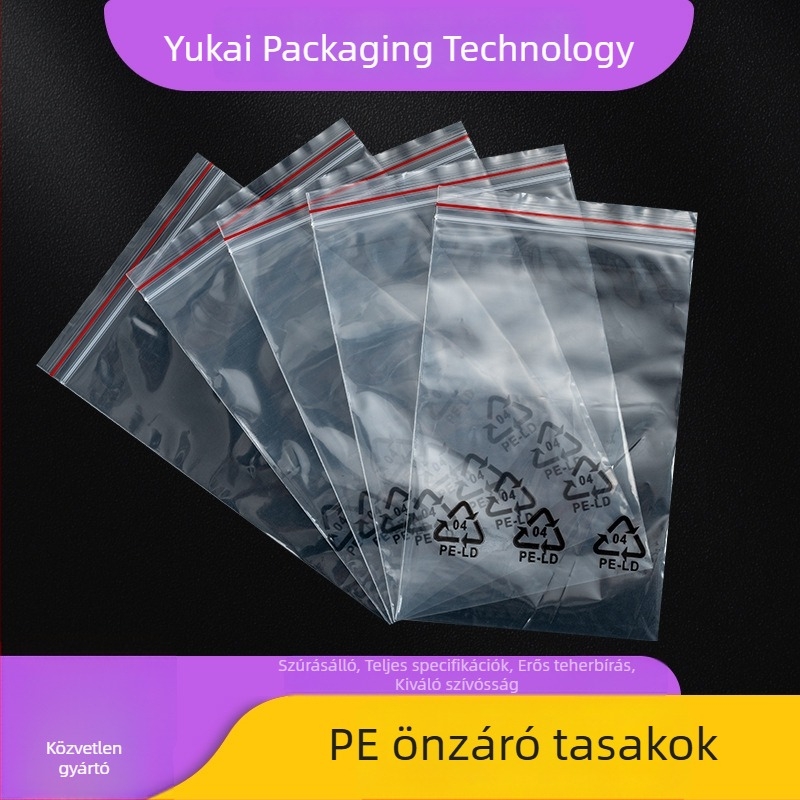 Átlátszó PE ZIP-záras tasak nyomtatott környezetbarát logóval ékszerek és elektronikus kiegészítők csomagolásához