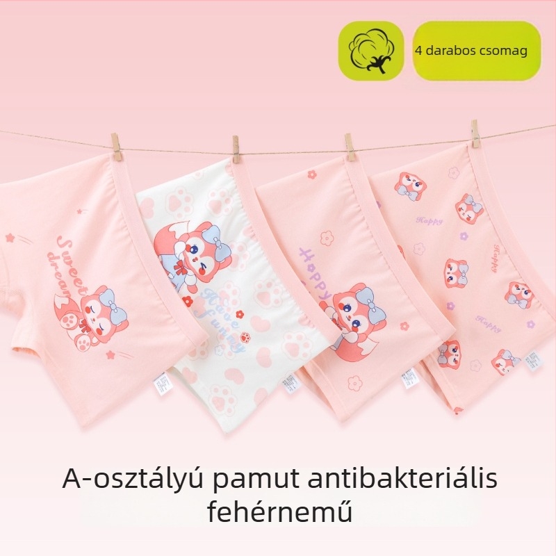 Lányoknak szóló 100% pamut boxer rövidnadrág – középmagas derekú, 3–8 éveseknek
