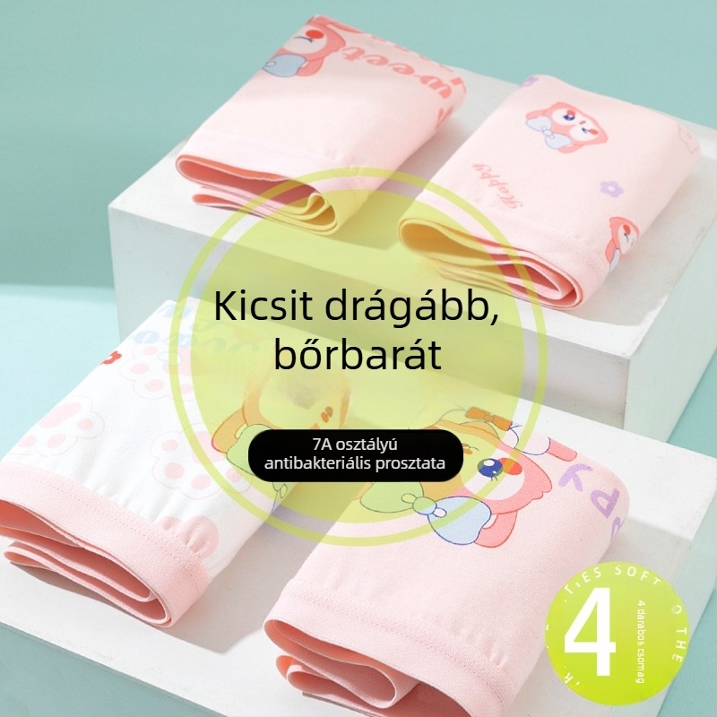 Lányoknak szóló 100% pamut boxer rövidnadrág – középmagas derekú, 3–8 éveseknek
