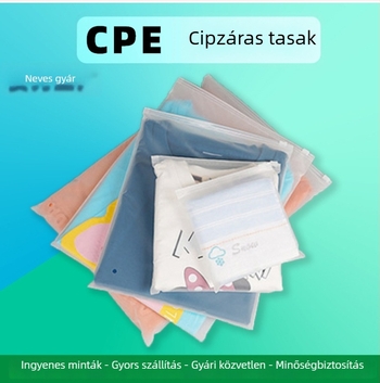 Személyre szabott CPE matt zipzáras ruhacsomagoló tasak, átlátszó PE anyag
