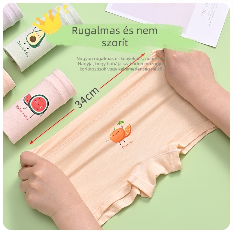 Lányoknak készült bambusz-pamut vékony alsónemű, A osztály, középmagas derekú, kényelmes