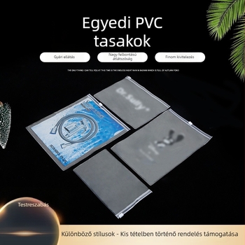 Átlátszó cipzáras tároló taska matt műanyag PVC tolltartó EVA csattal – irodai kellékekhez