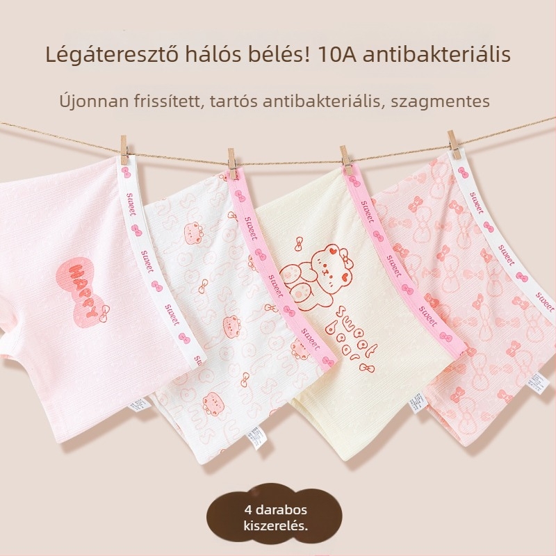 Lányoknak tervezett pamut hálós alsónemű, A osztály, gyerekeknek boxer rövidnadrág, nyári vékony modell, nem szorítja a fenekét