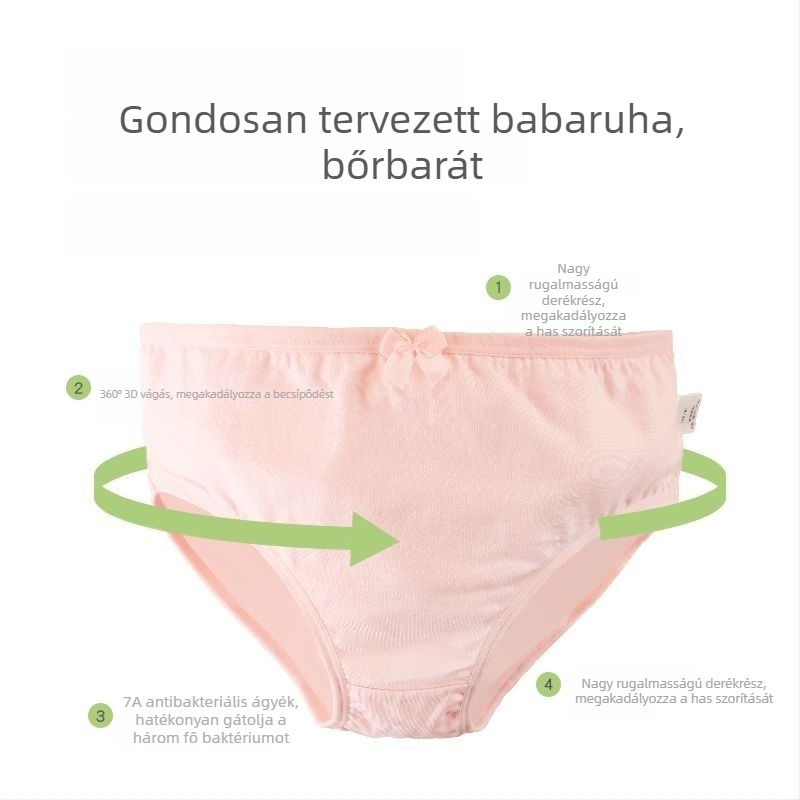 Új modell gyerekeknek lányoknak készült alsónemű készlet – egyszínű fazonú bugyi masnival, több színben, 95% pamut