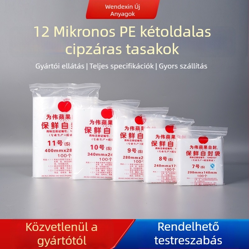 Újra zárható vastag műanyag tasakok élelmiszer-tartósítására és tárolására