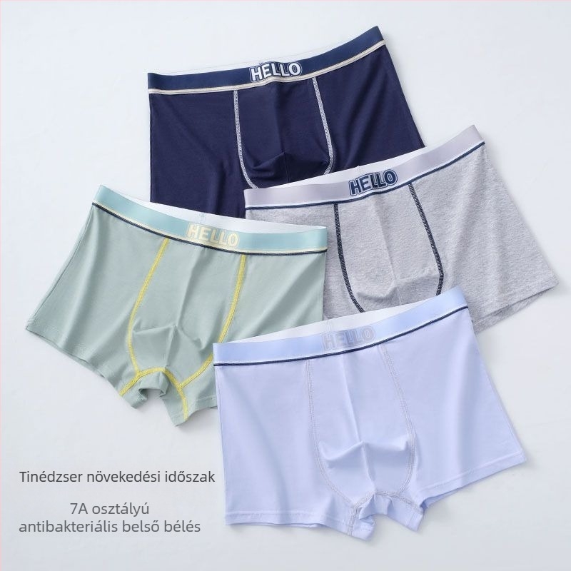 Légáteresztő pamut boxer briefs tiniknek, fiúk számára a pubertás ideje alatt