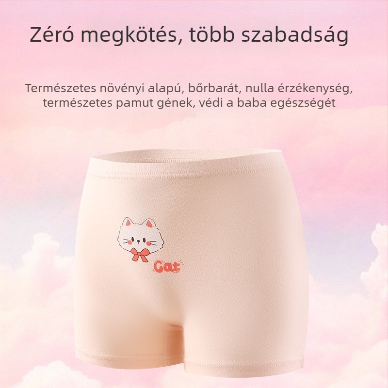 4 darab pamut gyerek boxer alsó lányoknak, középmagas derekú, 3–8 évesek